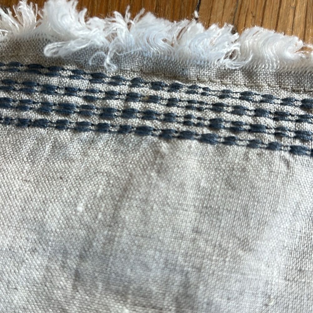Pottery Barn Fringe Border Stitch Belgian Linen Sham - Picture 5 of 9